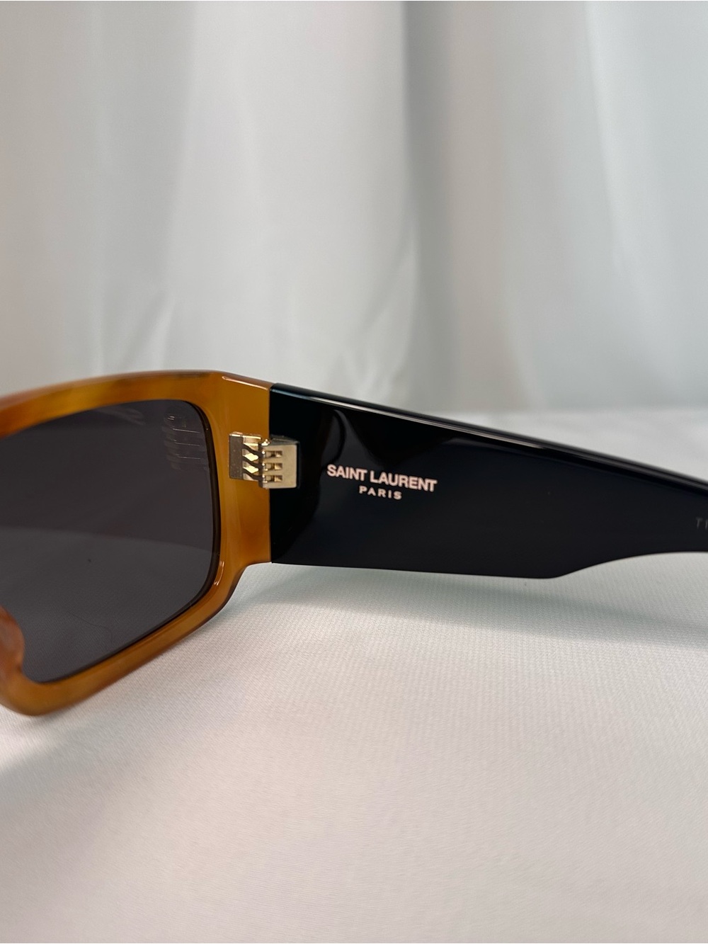 Saint Laurent Chunky Square Sunglasses - Tortoiseshell Front & Black Temples - Picture 7 of 8